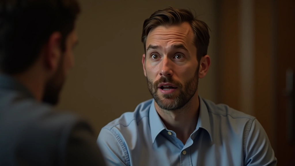 Zwei Personen sitzen sich gegenüber, eine spricht mit Gefühl, die andere hört mit voller Aufmerksamkeit zu, warme Beleuchtung