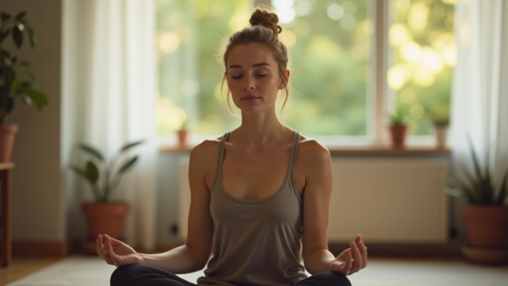 Mindfulness und innere Reflexion: Person in ruhiger Umgebung, meditativ, mit offenem Blick nach innen