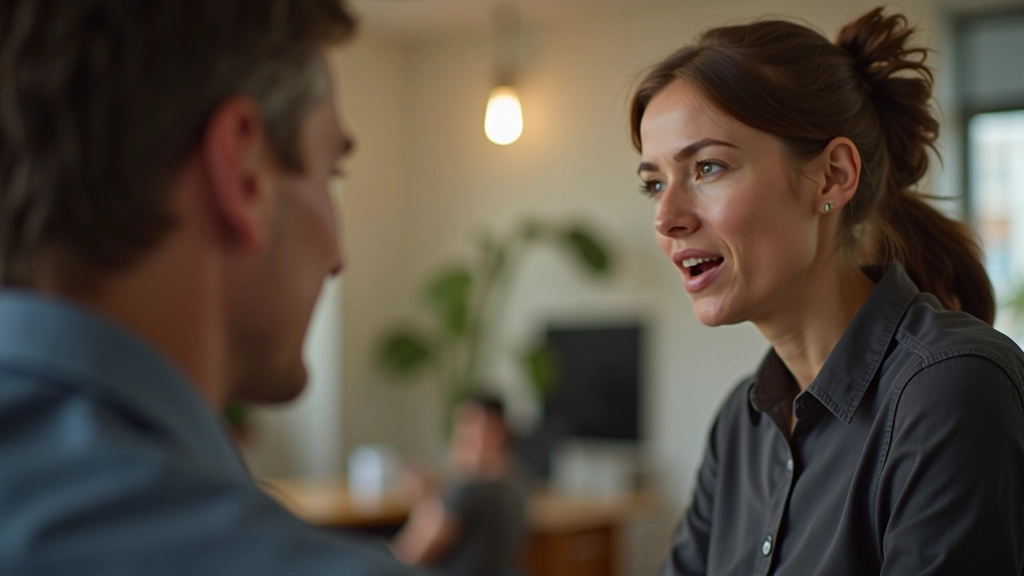 Zwei Menschen im Gespräch, einer mit offener Körpersprache und respektvollem Blickkontakt, was eine respektvolle Bitte symbolisiert